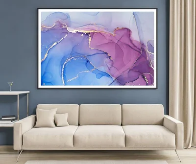 Blue Purple & Gold Lines Abstract Design Home Decor Premium Quality Poster Print Choose Your Sizes