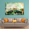 Gondolas - Beautiful Venetian Pictures - Oil Painting Style Acrylic Glass Print Tempered Glass Wall Art 100% Made in Australia Ready to Hang - Image 2