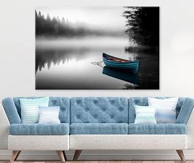 Boat in a Pristine Lake Stunning Design Print 100% Australian Made
