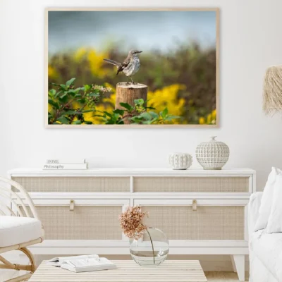 Sparrow Bird on Tree Log View Photograph Home Decor Premium Quality Poster Print Choose Your Sizes