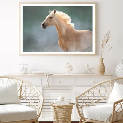 White Lusitano Horse in Movement Home Decor Premium Quality Poster Print Choose Your Sizes