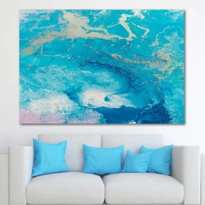 Blue And Gold Abstarct Print 100% Australian Made