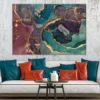 Pink Green & Gold Fluid Abstract Design Print 100% Australian Made