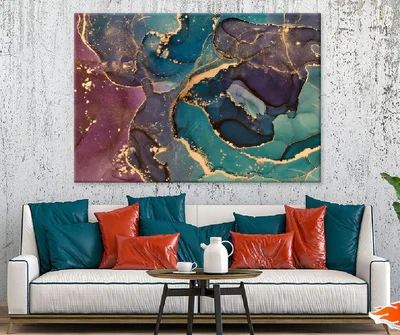 Pink Green & Gold Fluid Abstract Design Print 100% Australian Made
