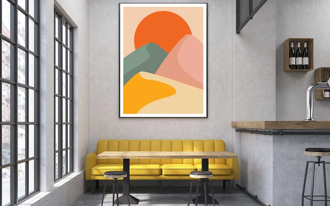 Colorful Mountain & Sun Vector Design Home Decor Premium Quality Poster Print Choose Your Sizes