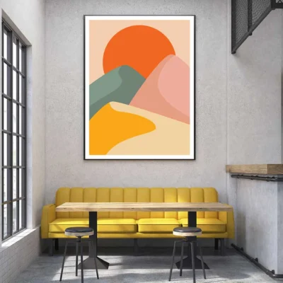 Colorful Mountain & Sun Vector Design Home Decor Premium Quality Poster Print Choose Your Sizes