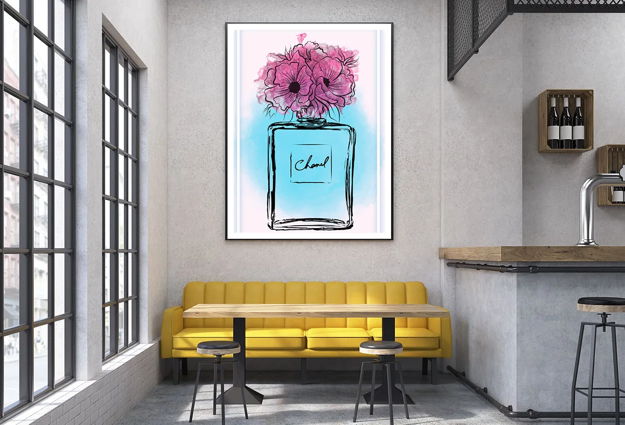 Purple Flowers on Perfume Bottle Home Decor Premium Quality Poster Print Choose Your Sizes - Image 2