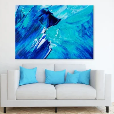 Blue & Dark Blue Abstract Paint Design Print 100% Australian Made