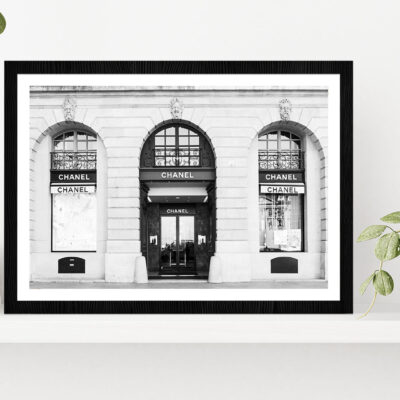 Fashion Store Front B&W Photograph Glass Framed Wall Art, Ready to Hang Quality Print