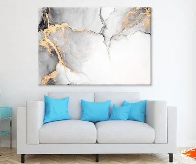 Black Gold Splash Marble Abstract Design Print 100% Australian Made
