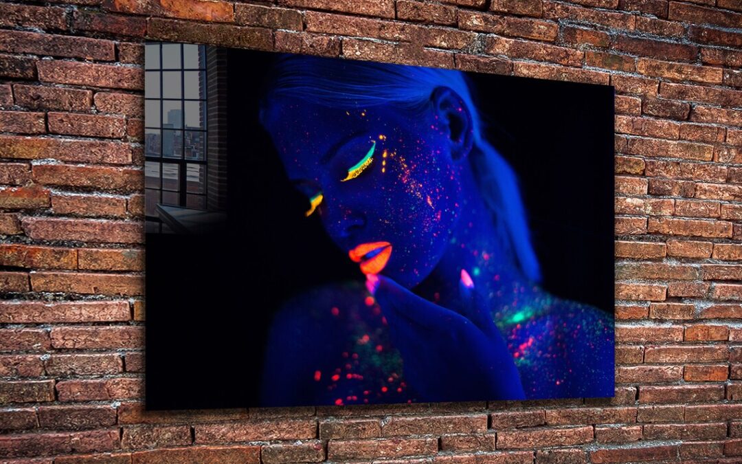 Neon Woman Abstract Print Tempered Glass Wall Art 100% Made in Australia Ready to Hang