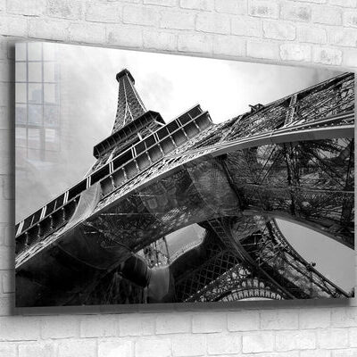 Eiffel Tower B&W View Print Tempered Glass Wall Art 100% Made in Australia Ready to Hang