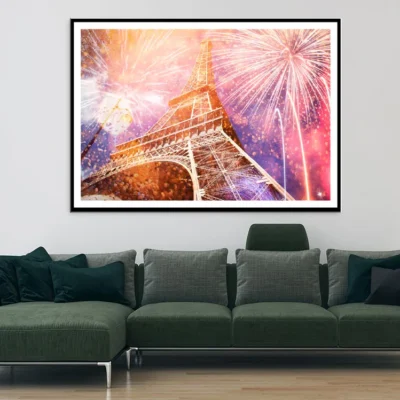 Fireworks In the Sky Over the Eiffel Tower Home Decor Premium Quality Poster Print Choose Your Sizes