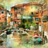 Venice, Artwork in Painting Style Wall Art Decor 100% Australian Made - Image 3