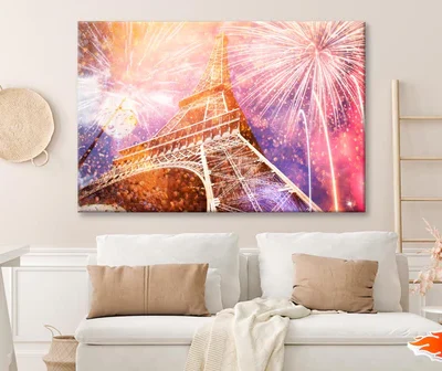 Fireworks In the Sky Over the Eiffel Tower Wall Art Decor 100% Australian Made