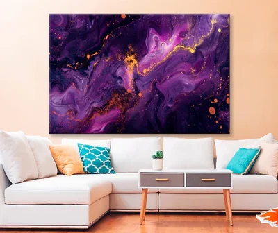 Purple Gold & Black Abstract Wall Art Decor 100% Australian Made