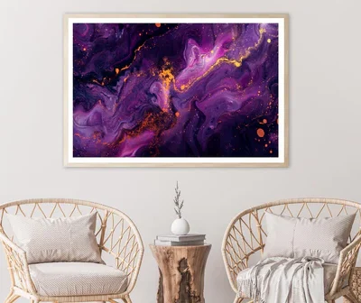 Purple Gold & Black Abstract Home Decor Premium Quality Poster Print Choose Your Sizes