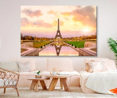 View Of the Eiffel Tower from The Reflecting Pool Wall Art Decor 100% Australian Made