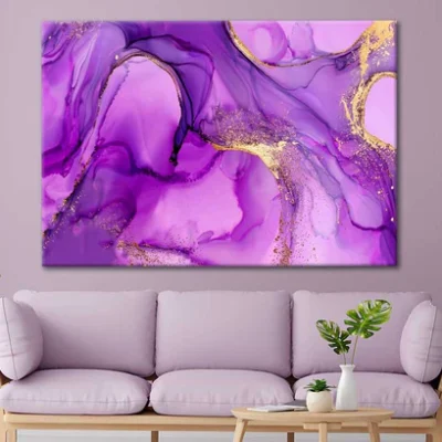 Purple And Gold Stone Marble Texture Print 100% Australian Made