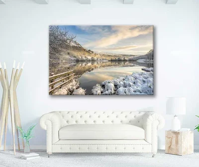 Bella Home Snow at Rydal Water in The Lake UK Print Canvas Ready to hang