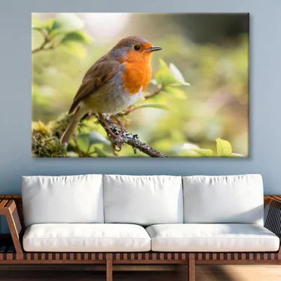 Bird In Family Turdidae, With Beak Open in Profile Wall Art Decor 100% Australian Made