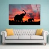 Elephant Family & Sunset Sky View Acrylic Glass Print Tempered Glass Wall Art 100% Made in Australia Ready to Hang - Image 3