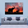 Elephant Family & Sunset Sky View Acrylic Glass Print Tempered Glass Wall Art 100% Made in Australia Ready to Hang - Image 2