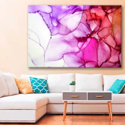 Bella Home Pink Purple & Red Abstract Design Print Canvas Ready to hang