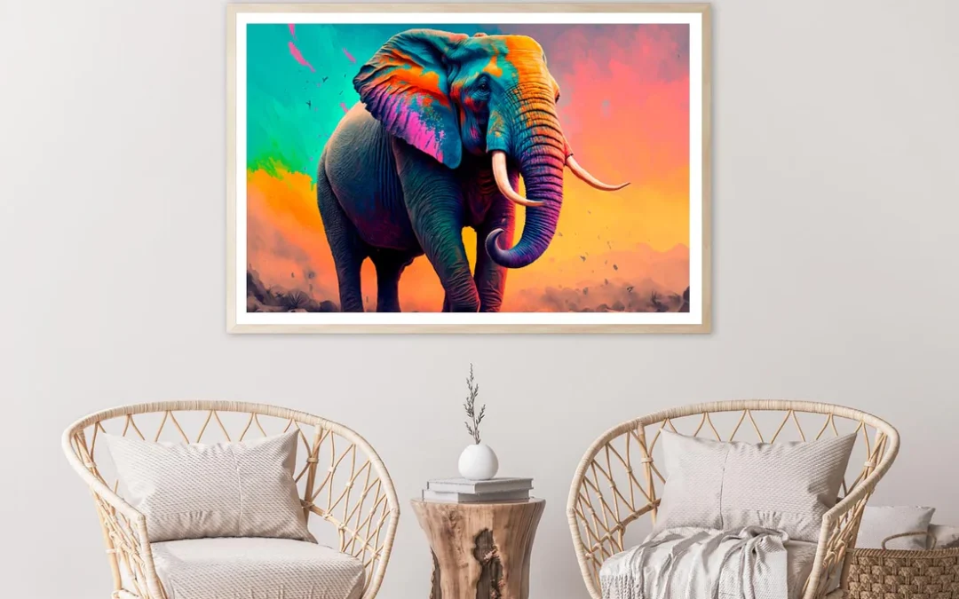 Elephant With Colorful Paint Home Decor Premium Quality Poster Print Choose Your Sizes