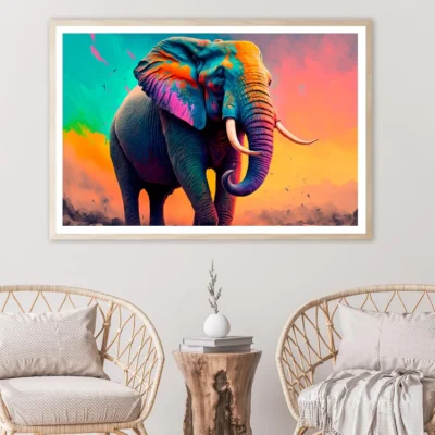 Elephant With Colorful Paint Home Decor Premium Quality Poster Print Choose Your Sizes