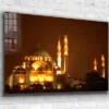 Night View of Mosque Print Tempered Glass Wall Art 100% Made in Australia Ready to Hang