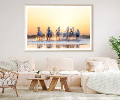 Herd Of Horses Running on Water Home Decor Premium Quality Poster Print Choose Your Sizes