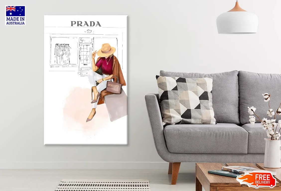 Stylish Girl with Hat Fashion Art Print 100% Australian Made - Image 2