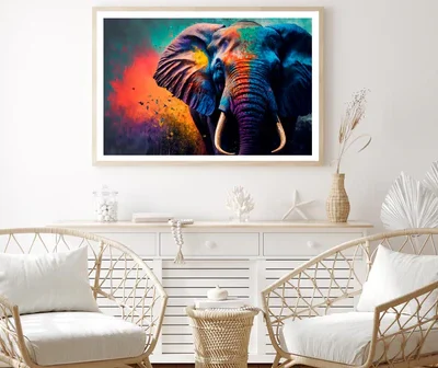 Elephant Face With Colorful Paint Home Decor Premium Quality Poster Print Choose Your Sizes