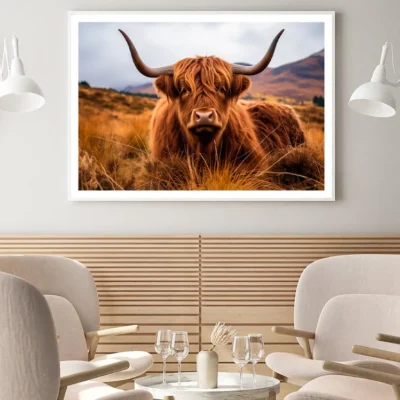 Highland Cow with Horns Home Decor Premium Quality Poster Print Choose Your Sizes