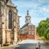 Belfry Tower With Church Belgium Glass Framed Wall Art, Ready to Hang Quality Print - Image 2