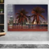 Night Cityscape Palms Print Tempered Glass Wall Art 100% Made in Australia Ready to Hang - Image 3