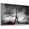 Eiffel Tower Red Car Print Tempered Glass Wall Art 100% Made in Australia Ready to Hang - Image 3