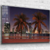 Night Cityscape Palms Print Tempered Glass Wall Art 100% Made in Australia Ready to Hang