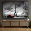 Eiffel Tower Red Car Print Tempered Glass Wall Art 100% Made in Australia Ready to Hang - Image 2