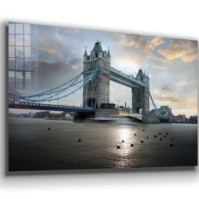 London Bridge Sunset Print Tempered Glass Wall Art 100% Made in Australia Ready to Hang