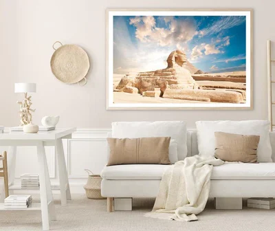 Sphinx Statue in Front of a Pyramid, Egypt Home Decor Premium Quality Poster Print Choose Your Sizes