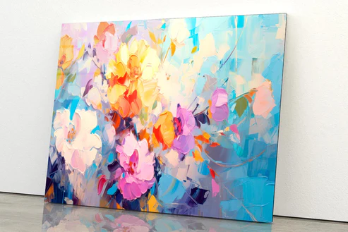 Spring Flower Abstract Colorful Oil Acrylic Glass Print Tempered Glass Wall Art 100% Made in Australia Ready to Hang