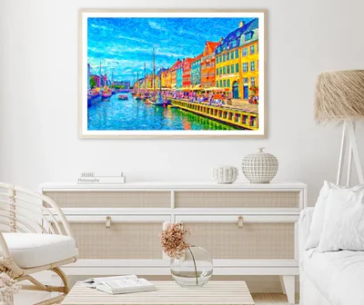 Digital Painting of Nyhavn in Denmark Home Decor Premium Quality Poster Print Choose Your Sizes