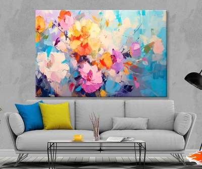 Spring Flower Abstract Colorful Oil Wall Art Decor 100% Australian Made