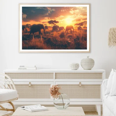 Herd of Elephants Walking Home Decor Premium Quality Poster Print Choose Your Sizes
