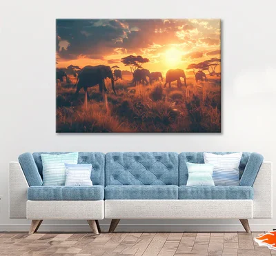 Herd of Elephants Walking Print 100% Australian Made