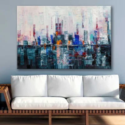Bella Home Modern Abstract City Painting Print Canvas Ready to hang
