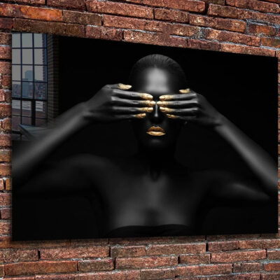 Gold Woman Abstract Print Tempered Glass Wall Art 100% Made in Australia Ready to Hang