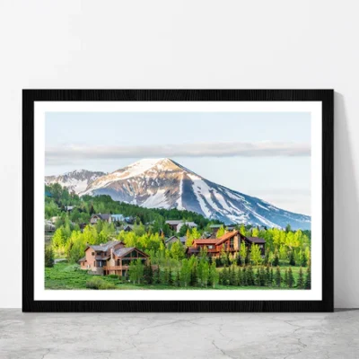 Colorado Village In Summer Glass Framed Wall Art, Ready to Hang Quality Print